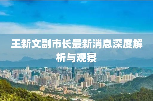 王新文副市長(zhǎng)最新消息深度解析與觀察