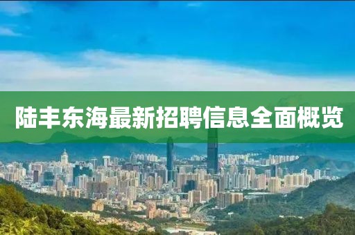 陸豐東海最新招聘信息全面概覽
