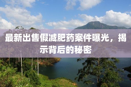 最新出售假減肥藥案件曝光，揭示背后的秘密