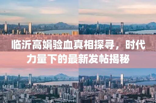 臨沂高娟驗血真相探尋，時代力量下的最新發(fā)帖揭秘