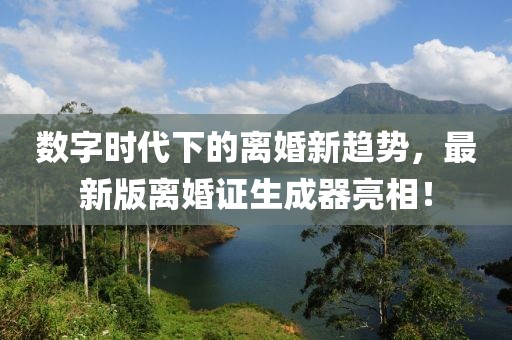 數(shù)字時(shí)代下的離婚新趨勢(shì)，最新版離婚證生成器亮相！