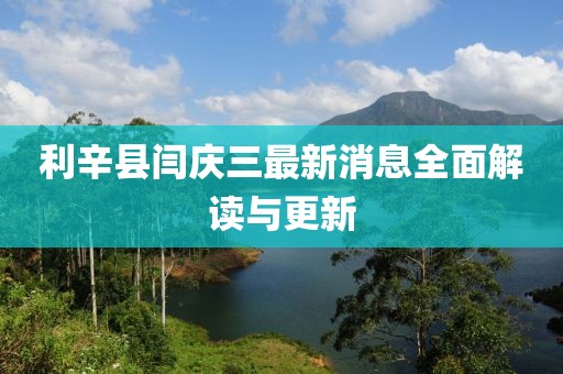 利辛縣閆慶三最新消息全面解讀與更新