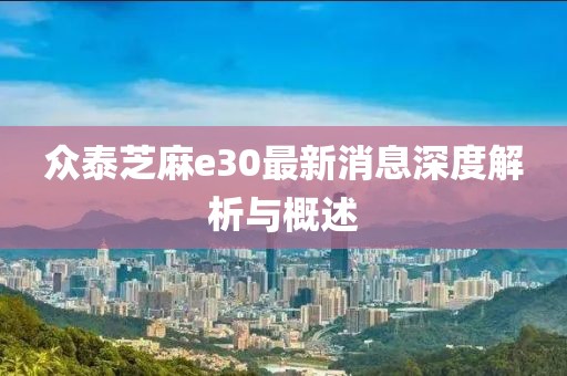 眾泰芝麻e30最新消息深度解析與概述