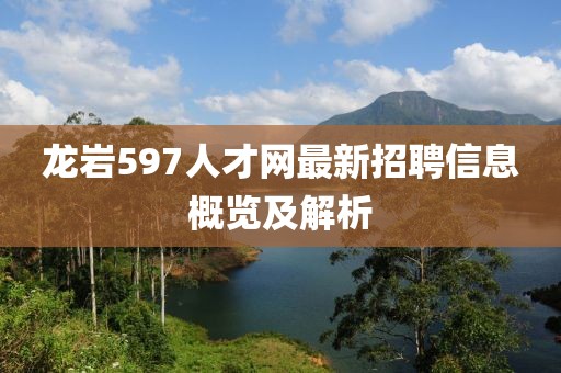 龍巖597人才網(wǎng)最新招聘信息概覽及解析