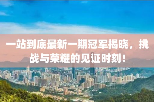 一站到底最新一期冠軍揭曉，挑戰(zhàn)與榮耀的見證時(shí)刻！