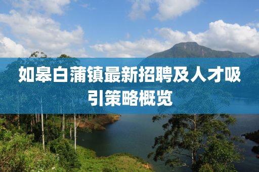 如皋白蒲鎮(zhèn)最新招聘及人才吸引策略概覽
