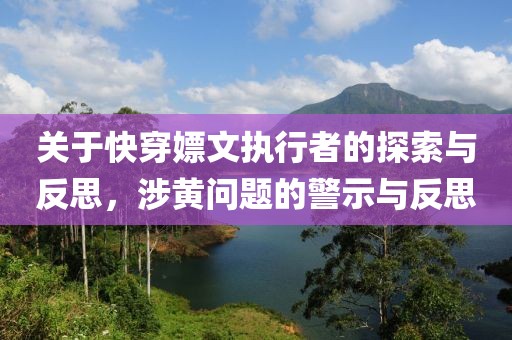 關(guān)于快穿嫖文執(zhí)行者的探索與反思，涉黃問題的警示與反思