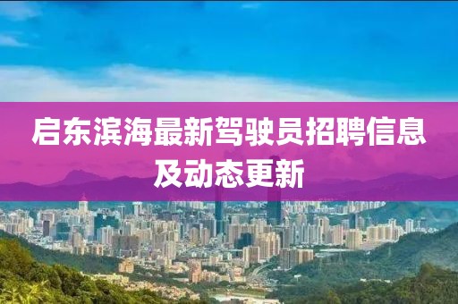 啟東濱海最新駕駛員招聘信息及動(dòng)態(tài)更新