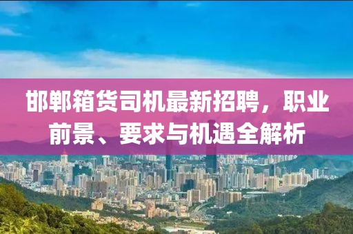 邯鄲箱貨司機(jī)最新招聘，職業(yè)前景、要求與機(jī)遇全解析
