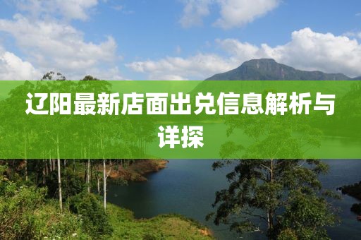 遼陽(yáng)最新店面出兌信息解析與詳探