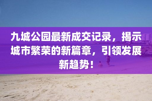 九城公園最新成交記錄，揭示城市繁榮的新篇章，引領發(fā)展新趨勢！